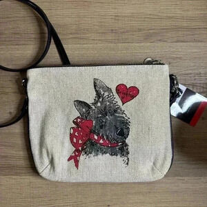 NWT Brighton Crossbody Bag Shopping Scottie Dog Sketchbook Art Canvas NWT